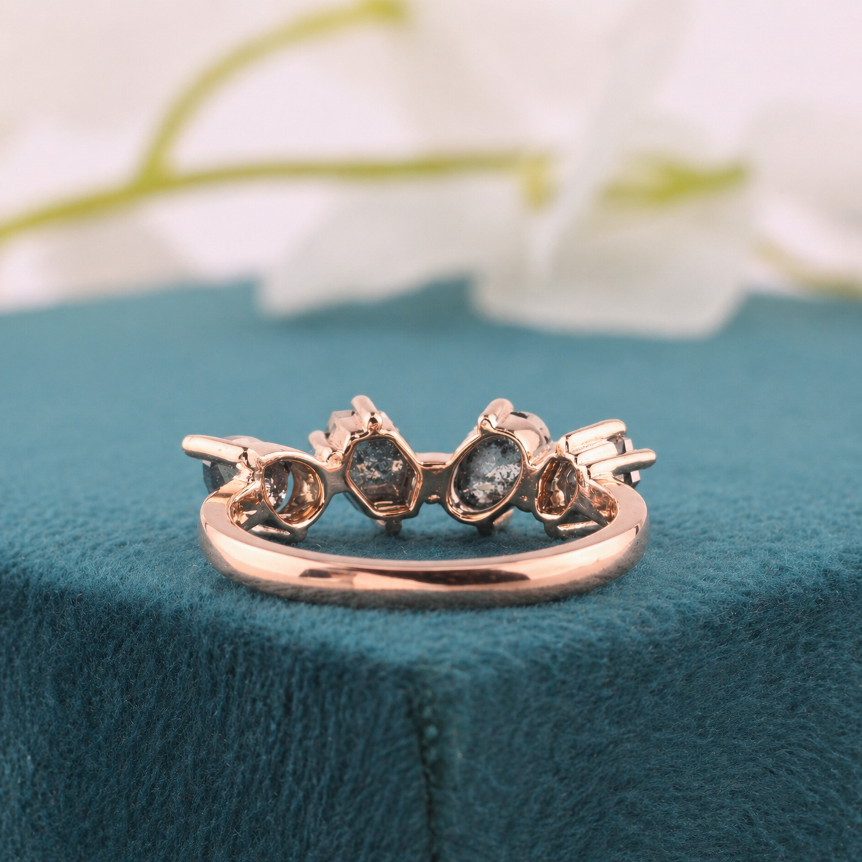 Salt & Pepper Diamond Ring in Rose Gold – Earthy, Elegant Vibes