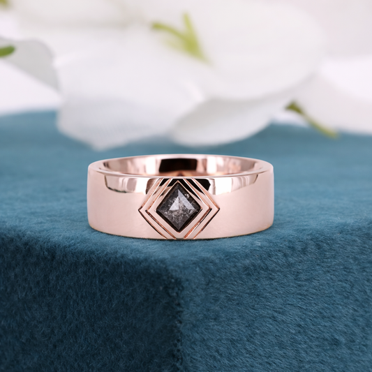 Kite Salt and Pepper Diamond Ring Rose Gold | Minimalist Diamond Ring | Unique Engagement Ring | Geometric Ring