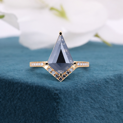 Kite Salt and Pepper Diamond Ring Rose Gold | Unique Engagement Ring | Geometric Diamond Ring | Alternative Bridal Ring | Modern Gift