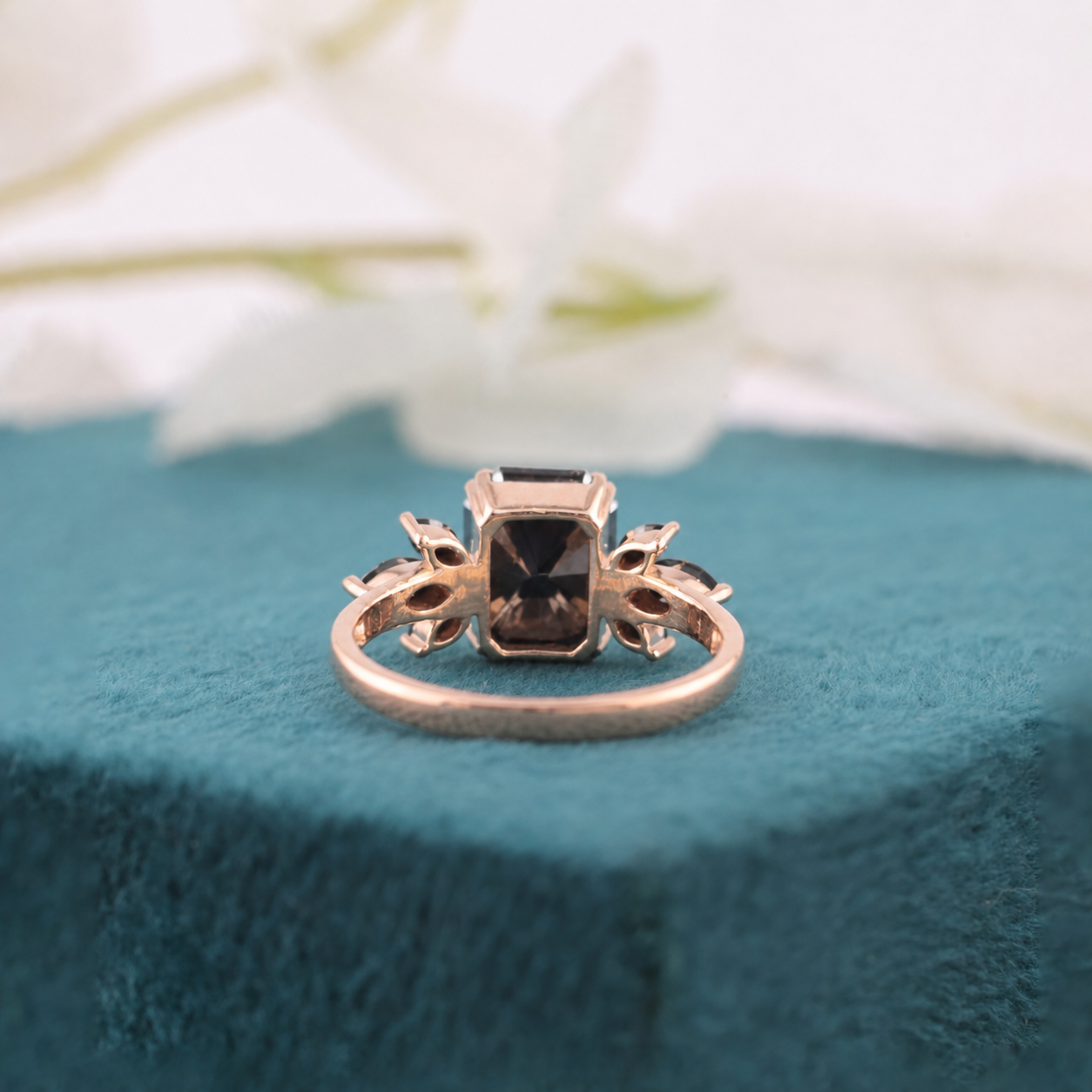 Art Deco Black Diamond Ring – Emerald Cut with Marquise Flair