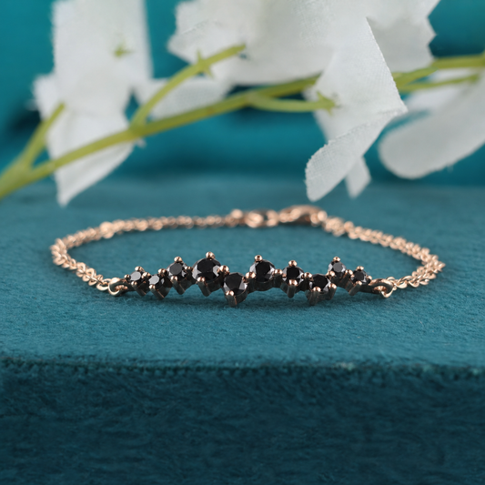 Delicate Black Diamond Bracelet in Rose Gold – Everyday Elegance
