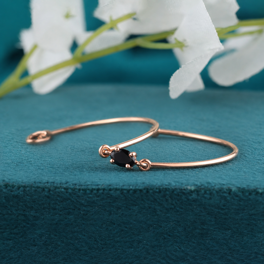 Minimalist Black Diamond Bracelet – Sleek Rose Gold Shine