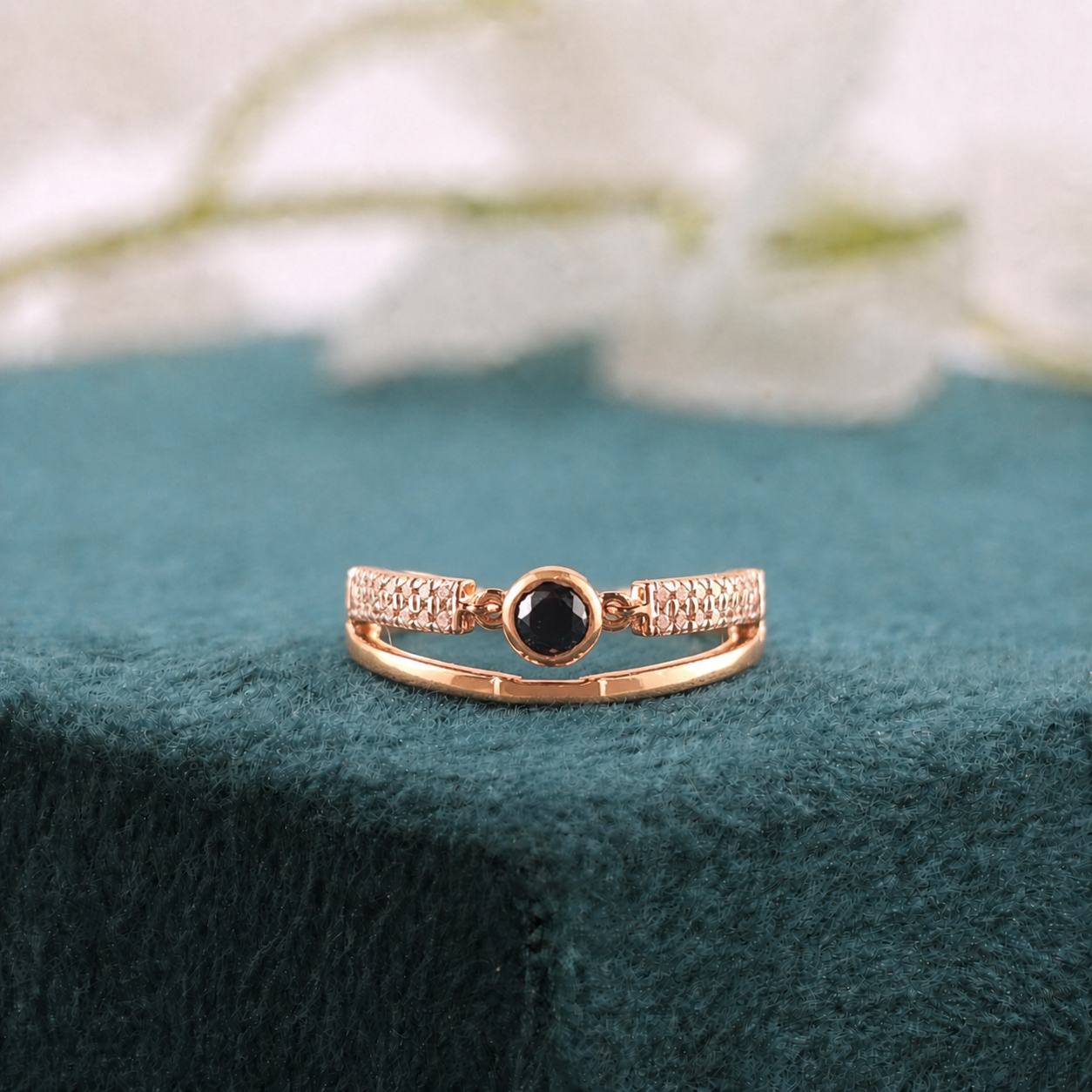 Bold Contrast – Round Black and White Diamond Ring
