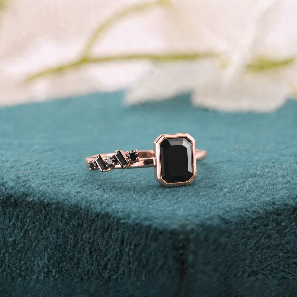 Make a Bold Promise with Our Emerald & Bauguette Black Diamond Ring