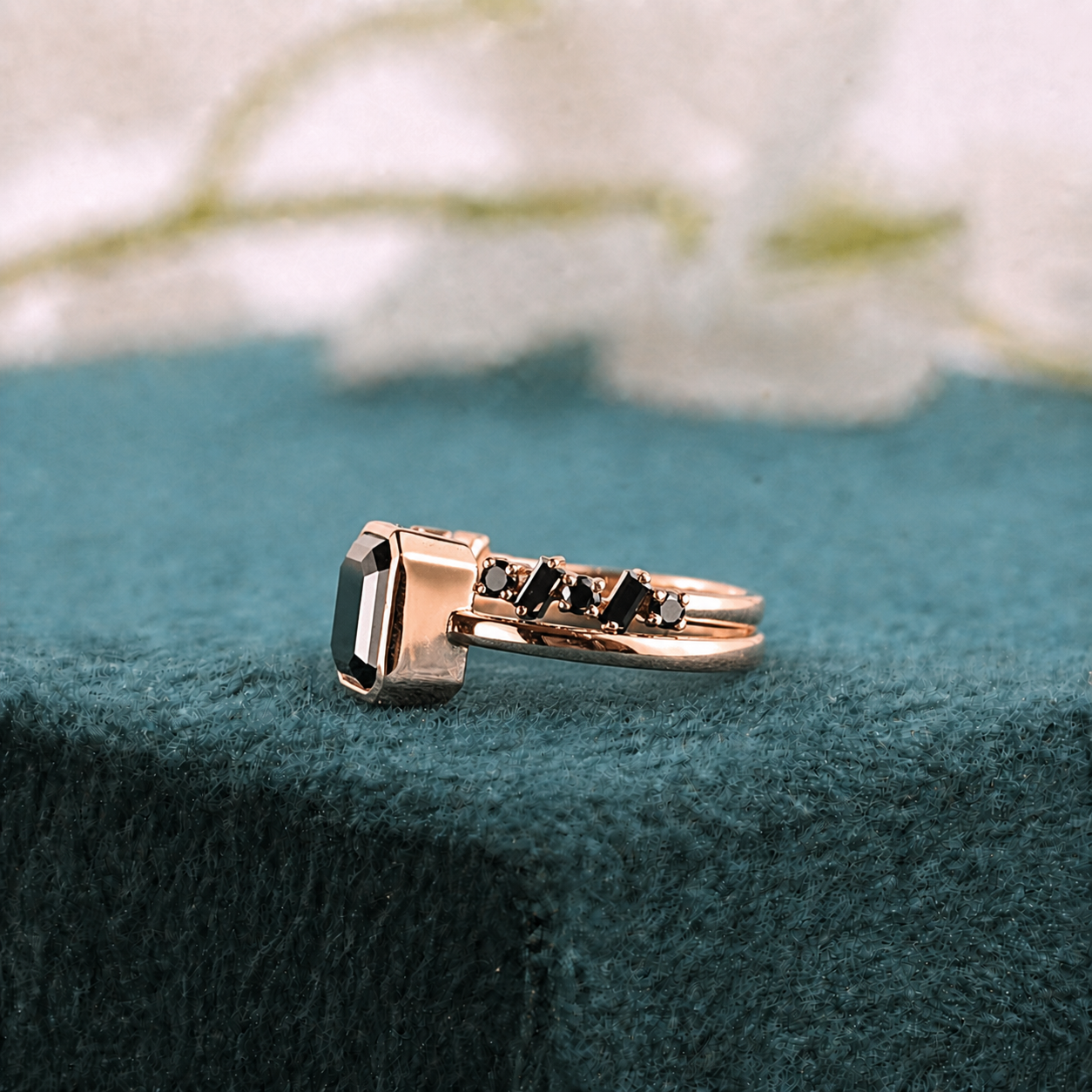 Make a Bold Promise with Our Emerald & Bauguette Black Diamond Ring