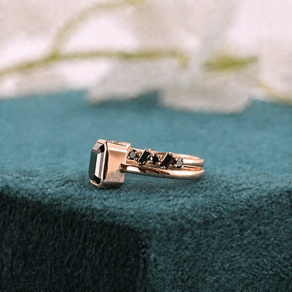 Make a Bold Promise with Our Emerald & Bauguette Black Diamond Ring