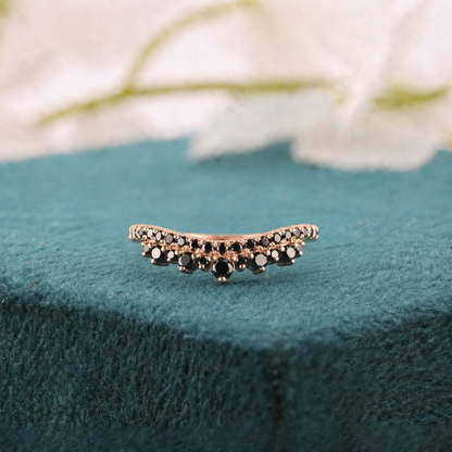 Fierce & Elegant: Round Black Diamond Ring in Bold Rose Gold