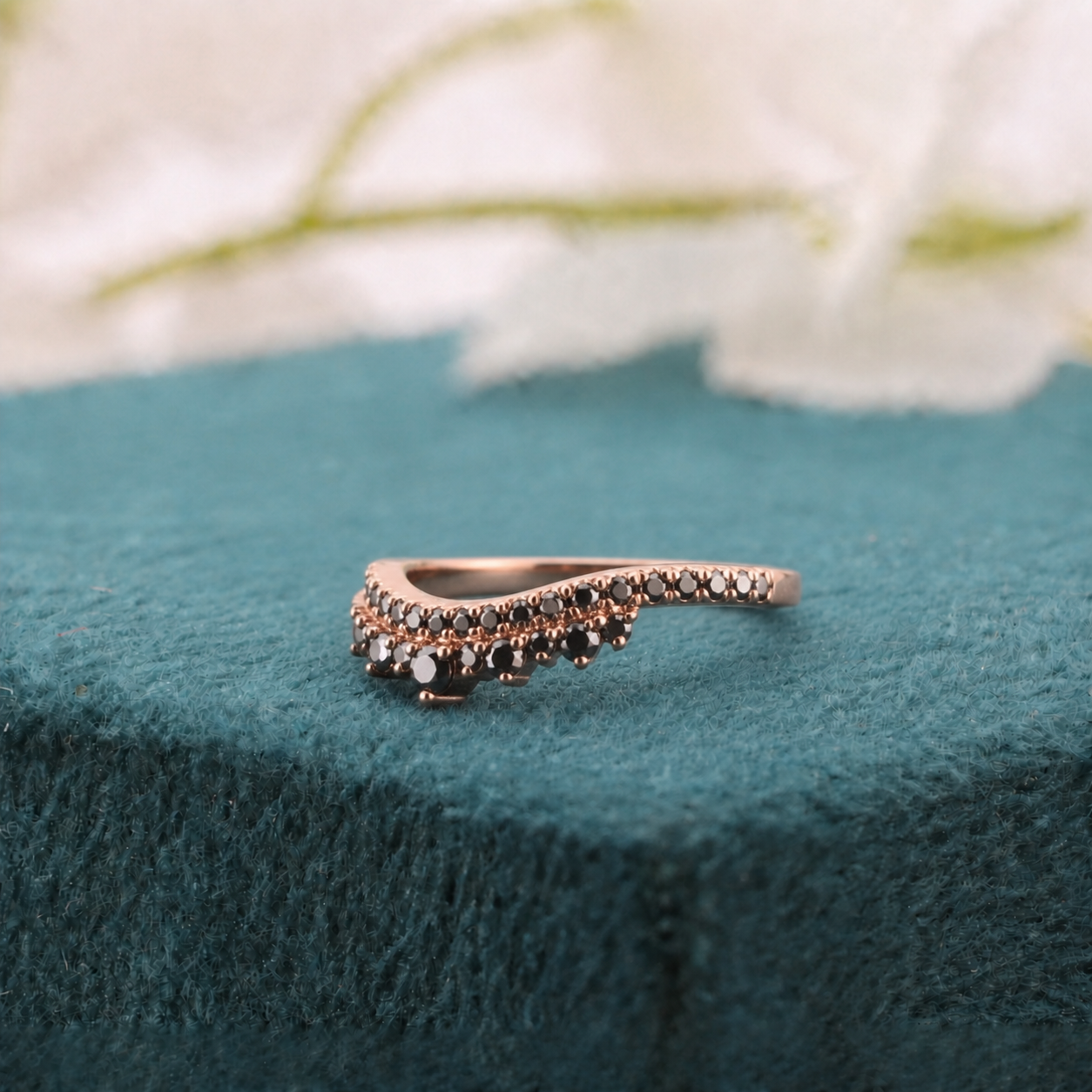 Fierce & Elegant: Round Black Diamond Ring in Bold Rose Gold