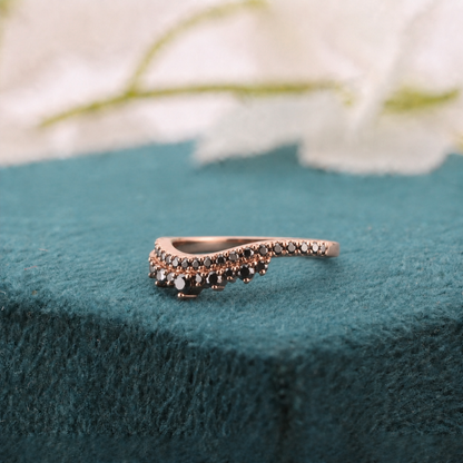 Fierce & Elegant: Round Black Diamond Ring in Bold Rose Gold