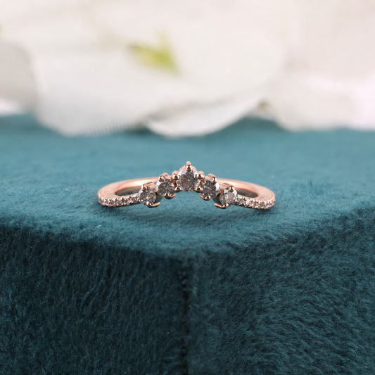 Round Salt & Pepper Diamond Band with Natural Charm