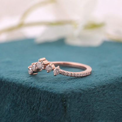 Round Salt & Pepper Diamond Band with Natural Charm