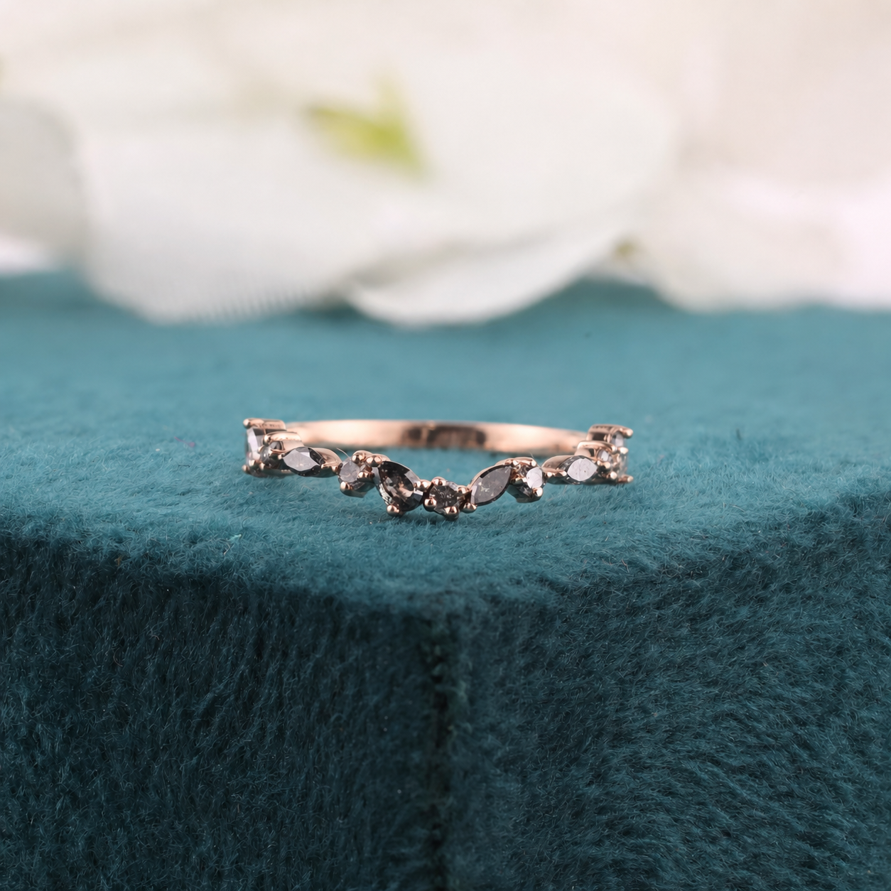 Naturally Bold Salt & Pepper Diamond Band in Unique Cuts