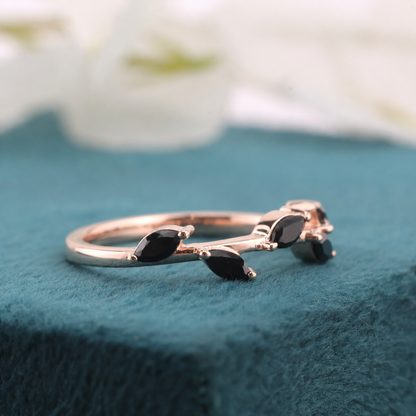 Effortlessly Bold: Marquise Black Diamond Band