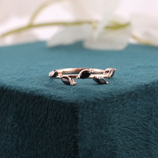 Effortlessly Bold: Marquise Black Diamond Band