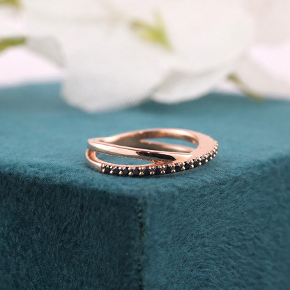Black-Tie Minimalism: Round Black Diamond Band for Her