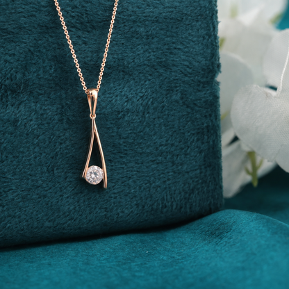 Graceful Curves: Salt & Pepper Diamond Pendant in Round Cut