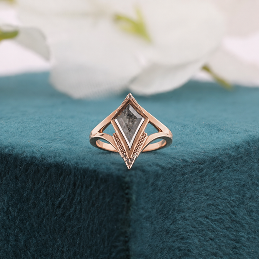 Kite Cut Diamond Ring | Geometric Gold Statement Ring | Handmade Unique Jewelry | Gift for Her