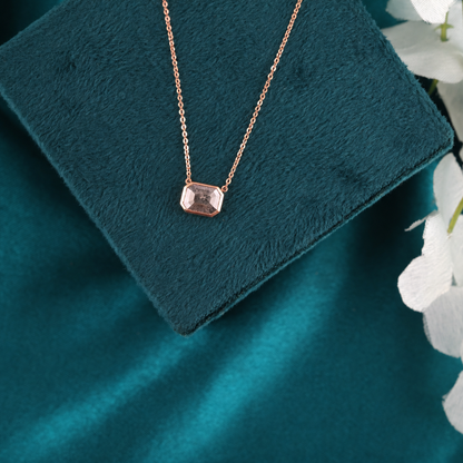 Rose Gold Emrald Diamond Necklace – Minimalist Everyday Elegance