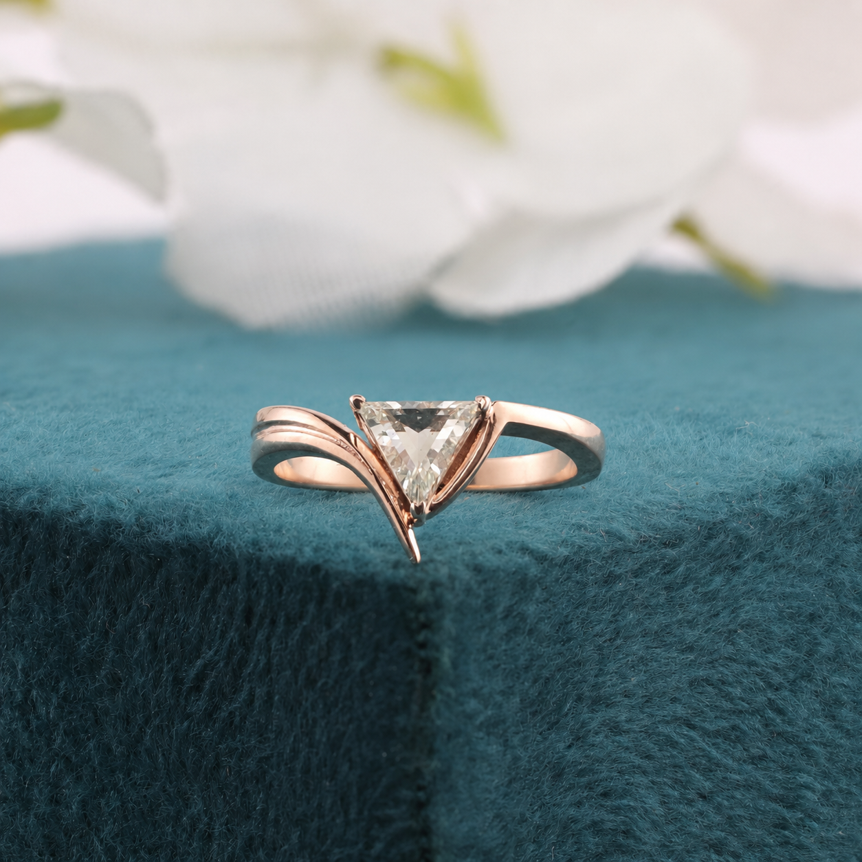 Modern Triangle-Cut Diamond Engagement Ring in Gold