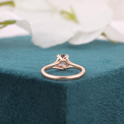 Oval Salt and Pepper Diamond Ring in 10K Gold – Unique Jewellery