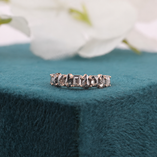2.40ct Salt and Pepper Diamond Wedding Band in 10k Rosegold