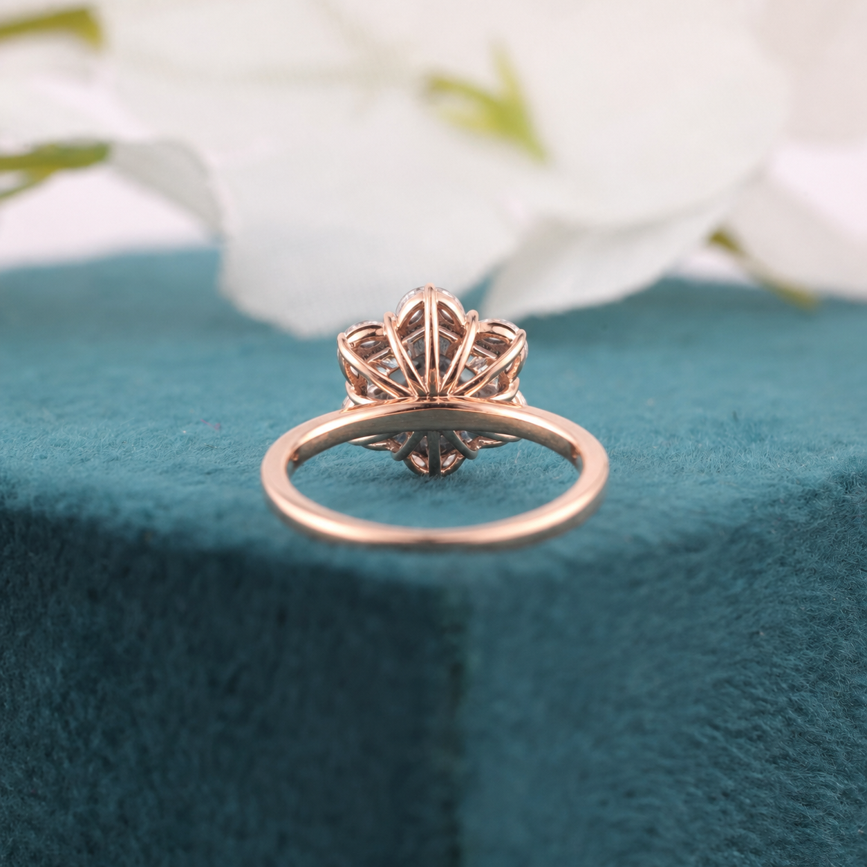 1.20CT Hexagon Diamond Ring, 0.36ct Marquise Side Stone Ring, Unique Hexagon Engagement Ring
