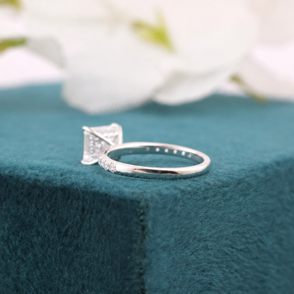 1.20ct Princess Diamond Ring GIA Certified, 18K White Gold Engagement Ring, 0.33ct Round Accent Diamonds, Classic Bridal Ring