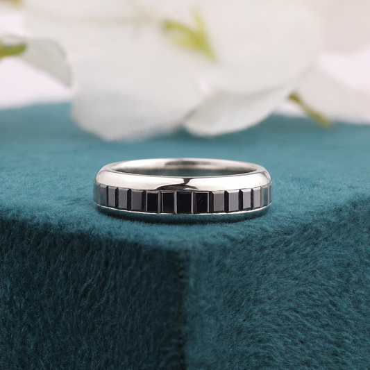 Baguette Black Diamond Ring in Platinum – Sleek Modern Statement Ring