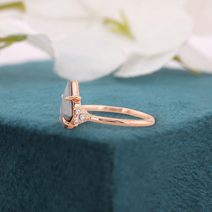Kite Salt and Pepper Diamond Ring Rose Gold | Unique Engagement Ring | Geometric Diamond Ring | Alternative Bridal Ring
