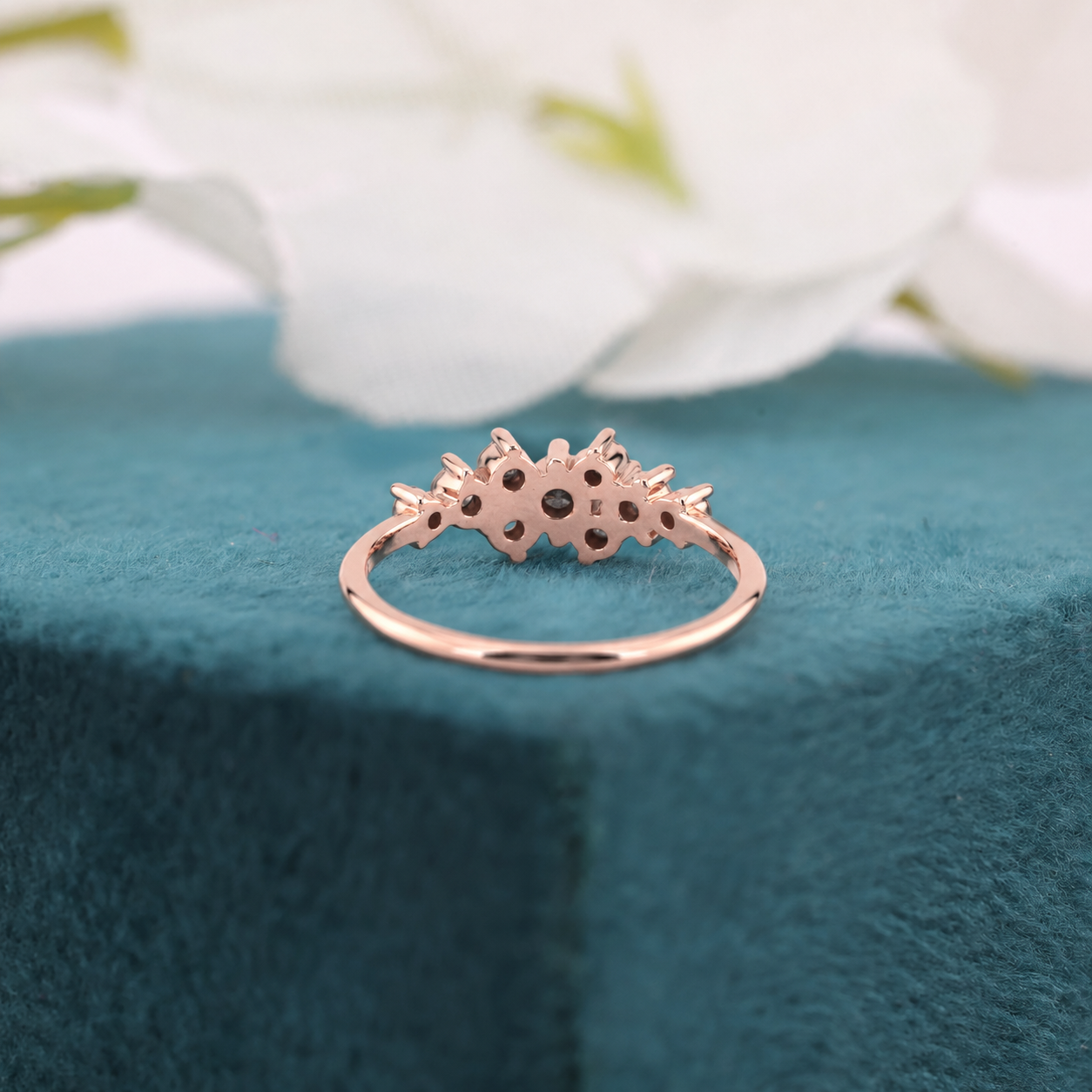 Salt and Pepper Diamond Cluster Ring Yellow Gold | Round Diamond Ring | Unique Engagement Ring | Minimalist Diamond Ring