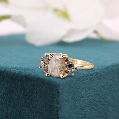 Pear Salt and Pepper | Diamond Ring Rose Gold | Statement Diamond Ring | Alternative Bridal RingUnique Engagement Ring