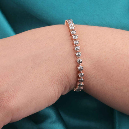 Elegant Rose Gold Diamond Tennis Bracelet – Rose Cut Sparkle