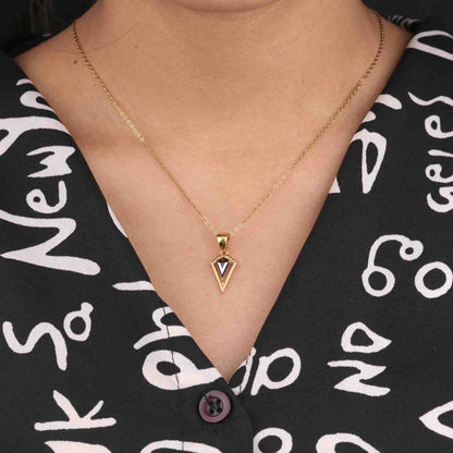 Kite Cut Black Diamond Pendant – Sleek 14KT Gold Design