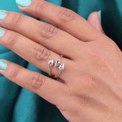 Wrap Ring in Rose Gold with Pear-Shaped Rustic Diamonds