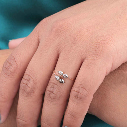 Minimalist Salt & Pepper Diamond Ring in 14KT Rose Gold