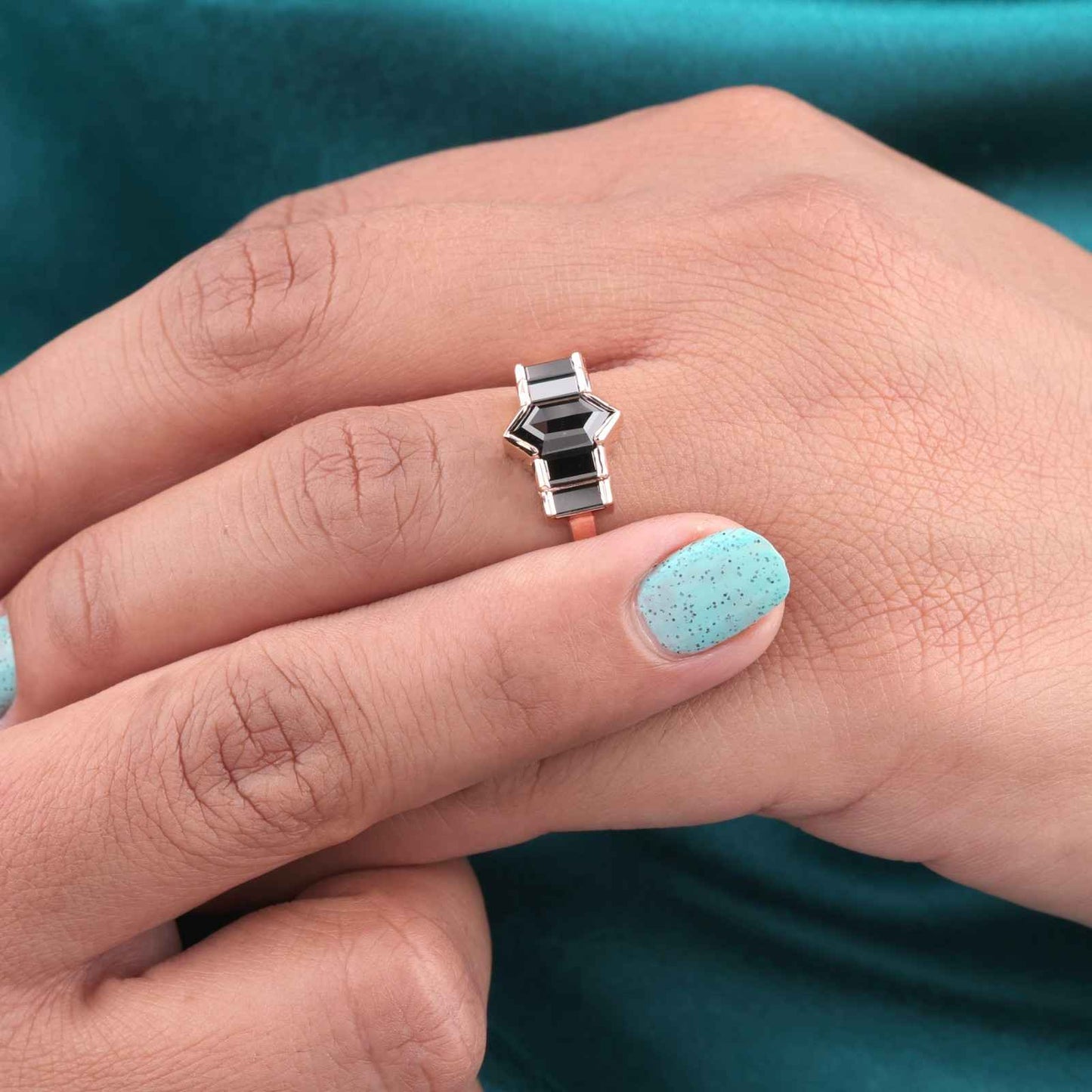 Art Deco Black Engagement Ring – Rose Gold & Bold Style