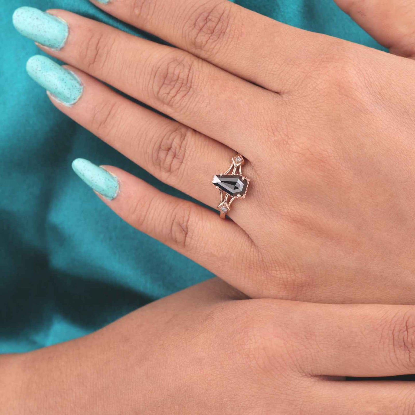 Dark Glam Black Coffin Ring – Rose Gold for Bold Women
