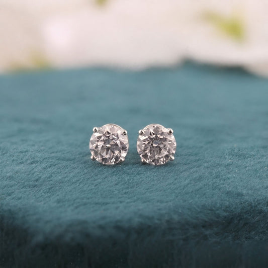 3.11ct Round Lab Grown Diamond 18K White Gold Stud Earing – Elegant & Bright