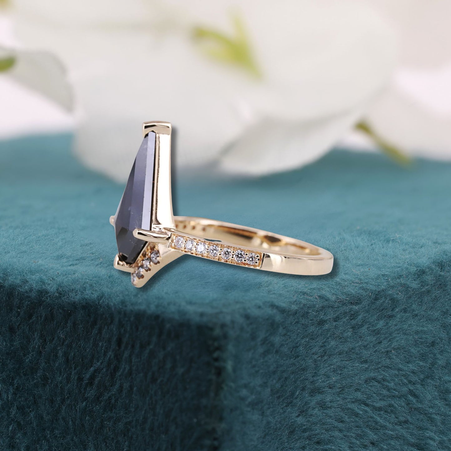 Kite Salt and Pepper Diamond Ring Rose Gold | Unique Engagement Ring | Geometric Diamond Ring | Alternative Bridal Ring | Modern Gift
