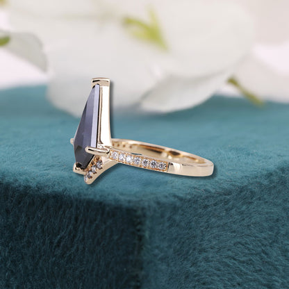 Kite Salt and Pepper Diamond Ring Rose Gold | Unique Engagement Ring | Geometric Diamond Ring | Alternative Bridal Ring | Modern Gift