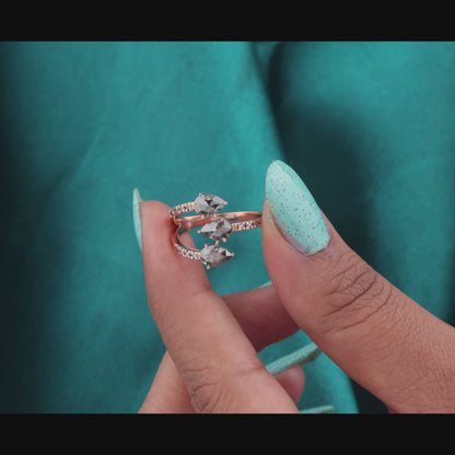 Wrap Ring in Rose Gold with Pear-Shaped Rustic Diamonds
