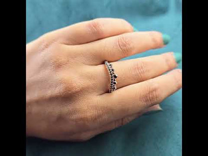 Fierce & Elegant: Round Black Diamond Ring in Bold Rose Gold