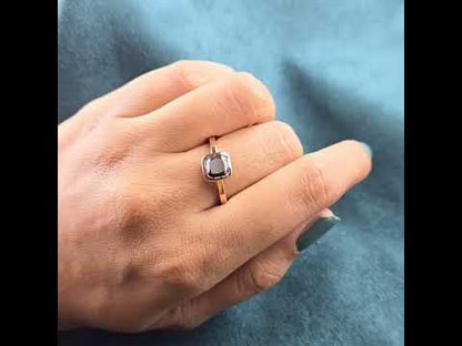 Cushion Black Diamond Ring – Bold Geometric in Rose Gold