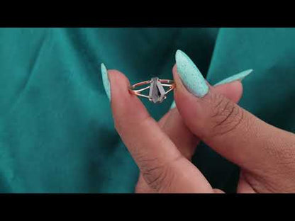 Coffin Cut Salt & Pepper Diamond Ring – Handcrafted & Bold