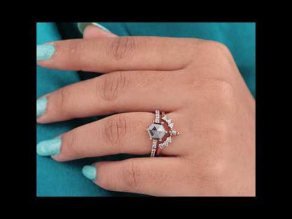 Rose Gold Boho Wedding Set – Hexagon Salt & Pepper Diamond