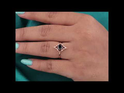 Stylish Black Diamond Ring in Rose Gold – Handmade & Unique