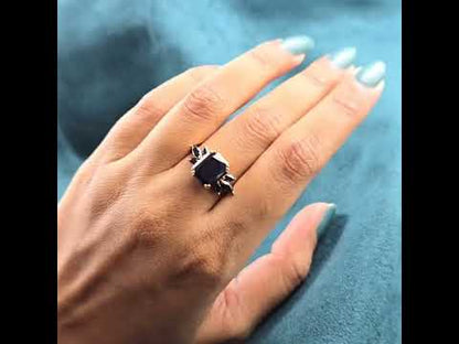 Art Deco Black Diamond Ring – Emerald Cut with Marquise Flair