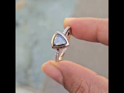 Modern Black Diamond Engagement Ring in Gold – Unique Triangle Cut Bridal Ring