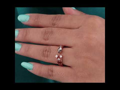 Salt & Pepper Kite Diamond Ring – Unique Geometric Engagement
