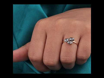Three-Stone Salt & Pepper Diamond Ring in 14KT Rose Gold
